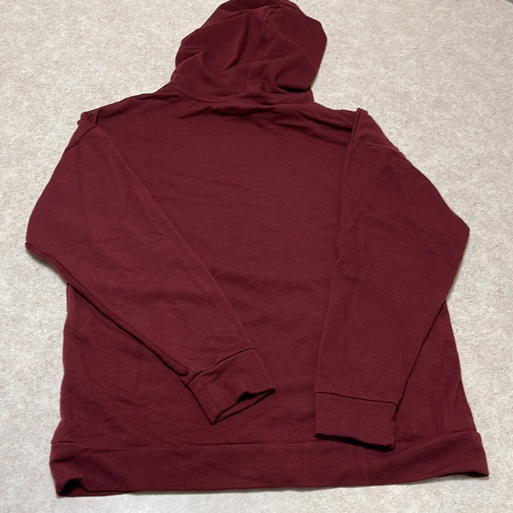 ALYA BURGUNDY LOOSE FIT BOYFRIEND CUT SWEATSHIRT HOODIE - Picture 5 of 6